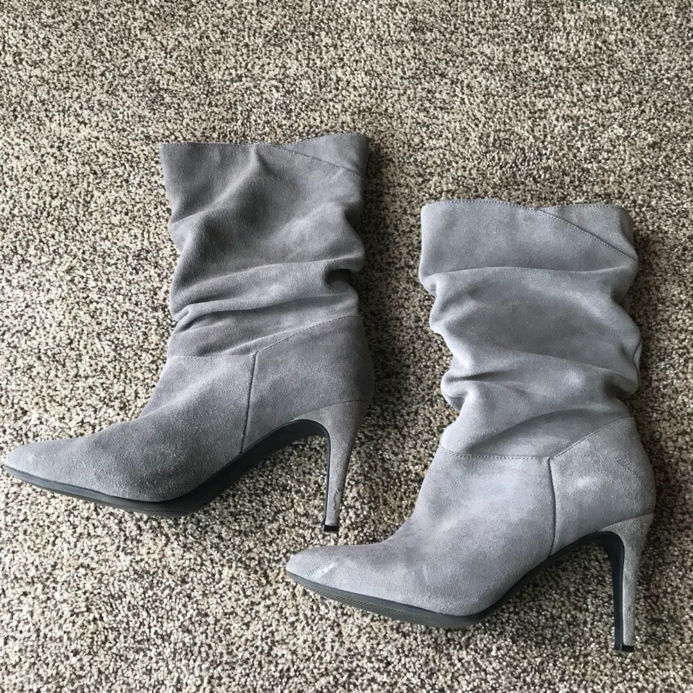 Audrey Brooke Grey Suede Bootie